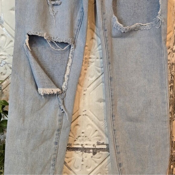 PacSun Mom Jeans Distressed Light Eco Blue Denim Ankle Jeans Size 27 Retro Y2K - Picture 11 of 13